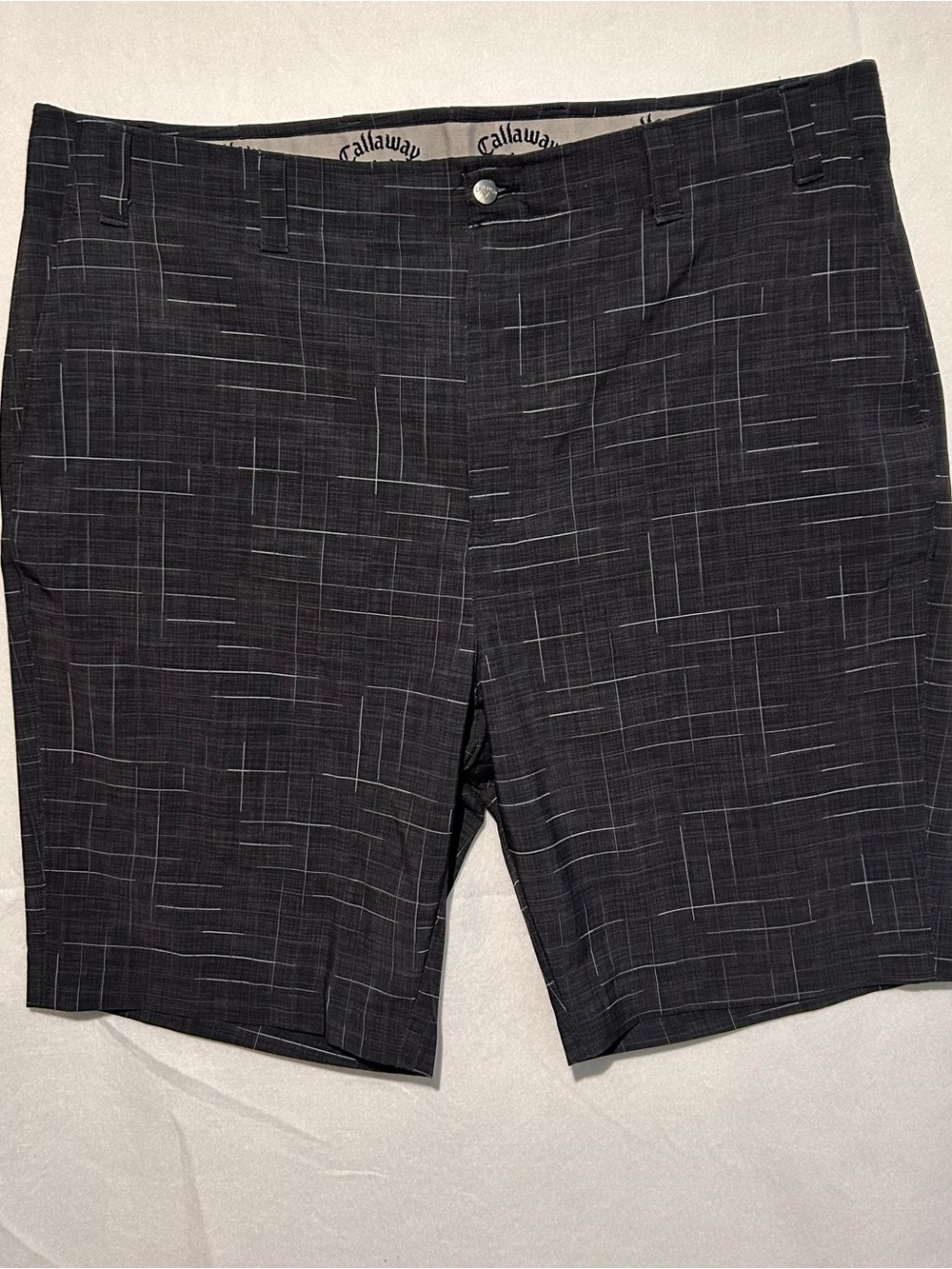 Callaway Men’s Black Crosshatch Flat-Front Golf Shorts